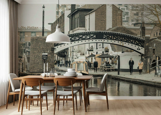 Gas Street Basin View wall mural showing a cast-iron bridge over the canal GD7399
