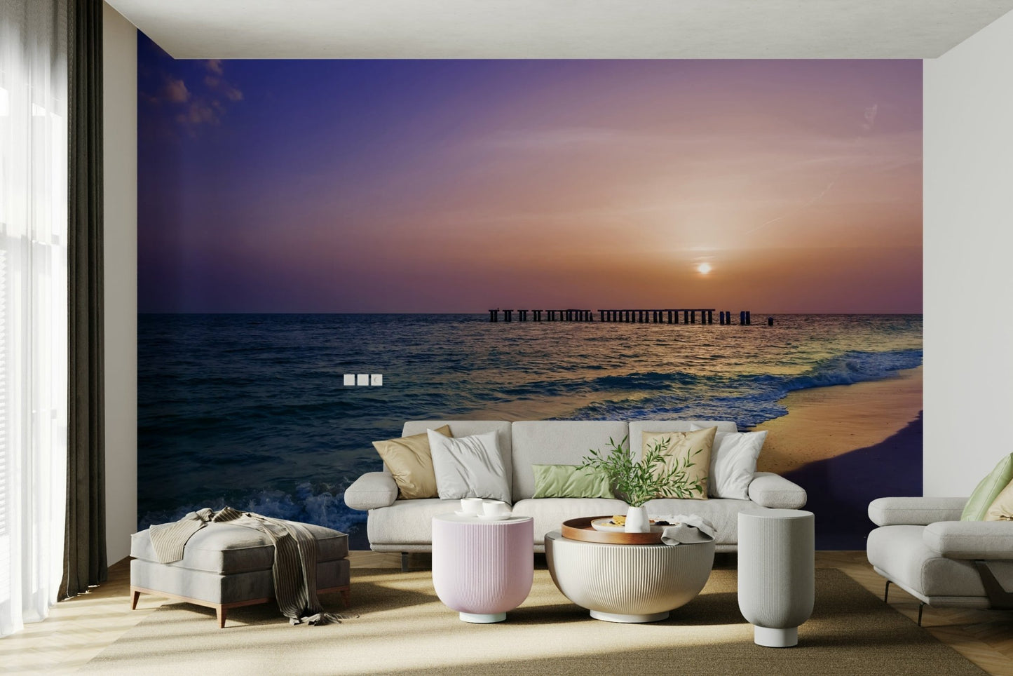 Coastal mural featuring Florida’s Gasparilla Island sunset view.

