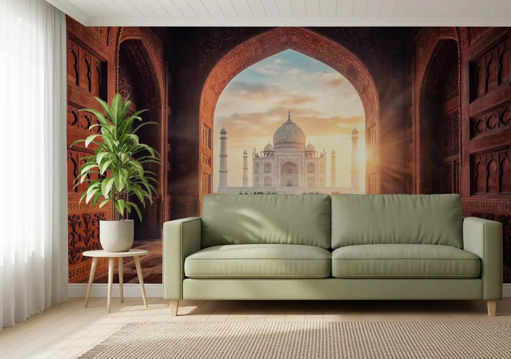 Gateway To Grandeur Taj Mahal Wall Mural At Golden Hour gateway-to-grandeur-taj-mahal-wall-mural-at-golden-hour