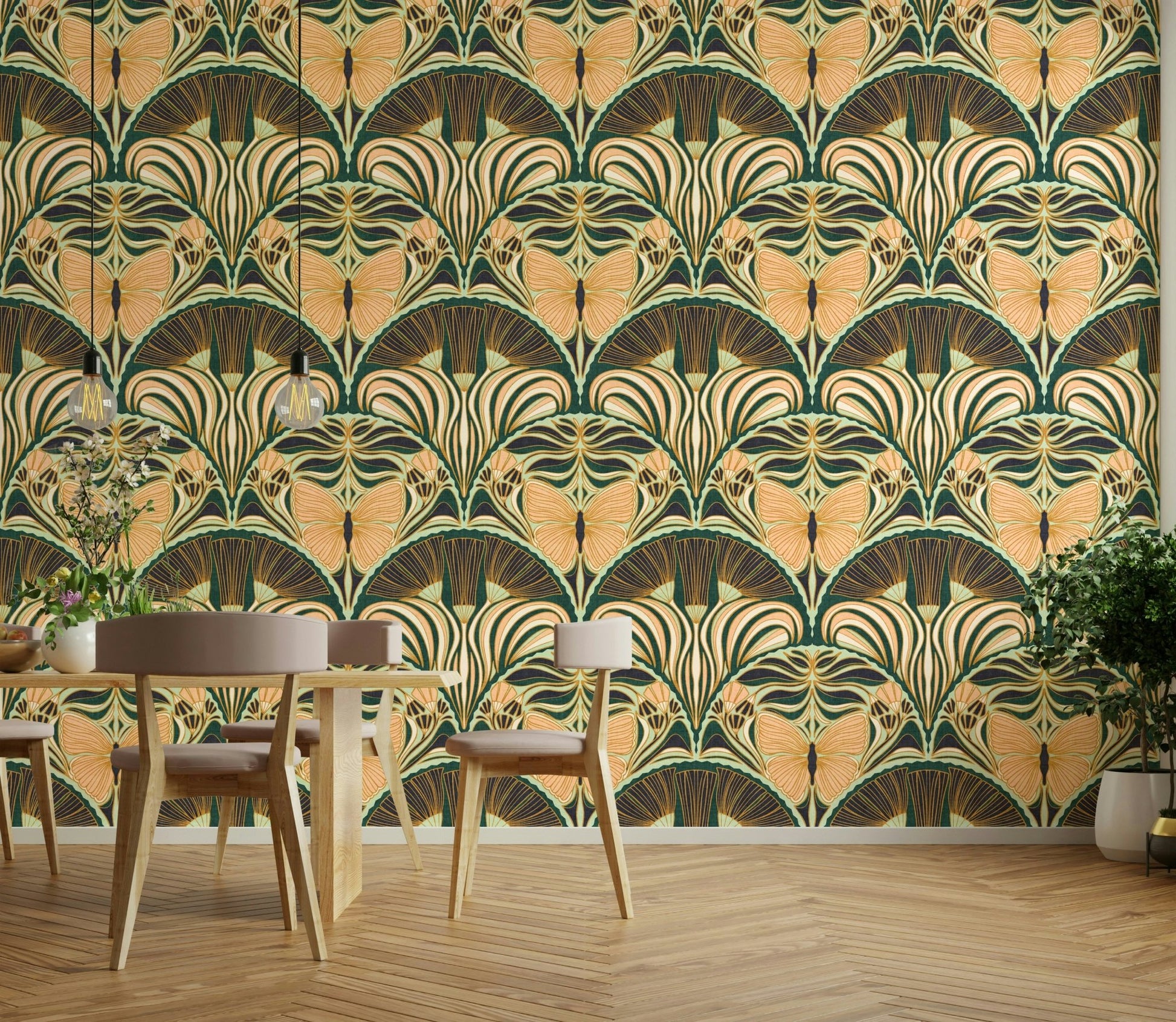 Vintage fan pattern mural

