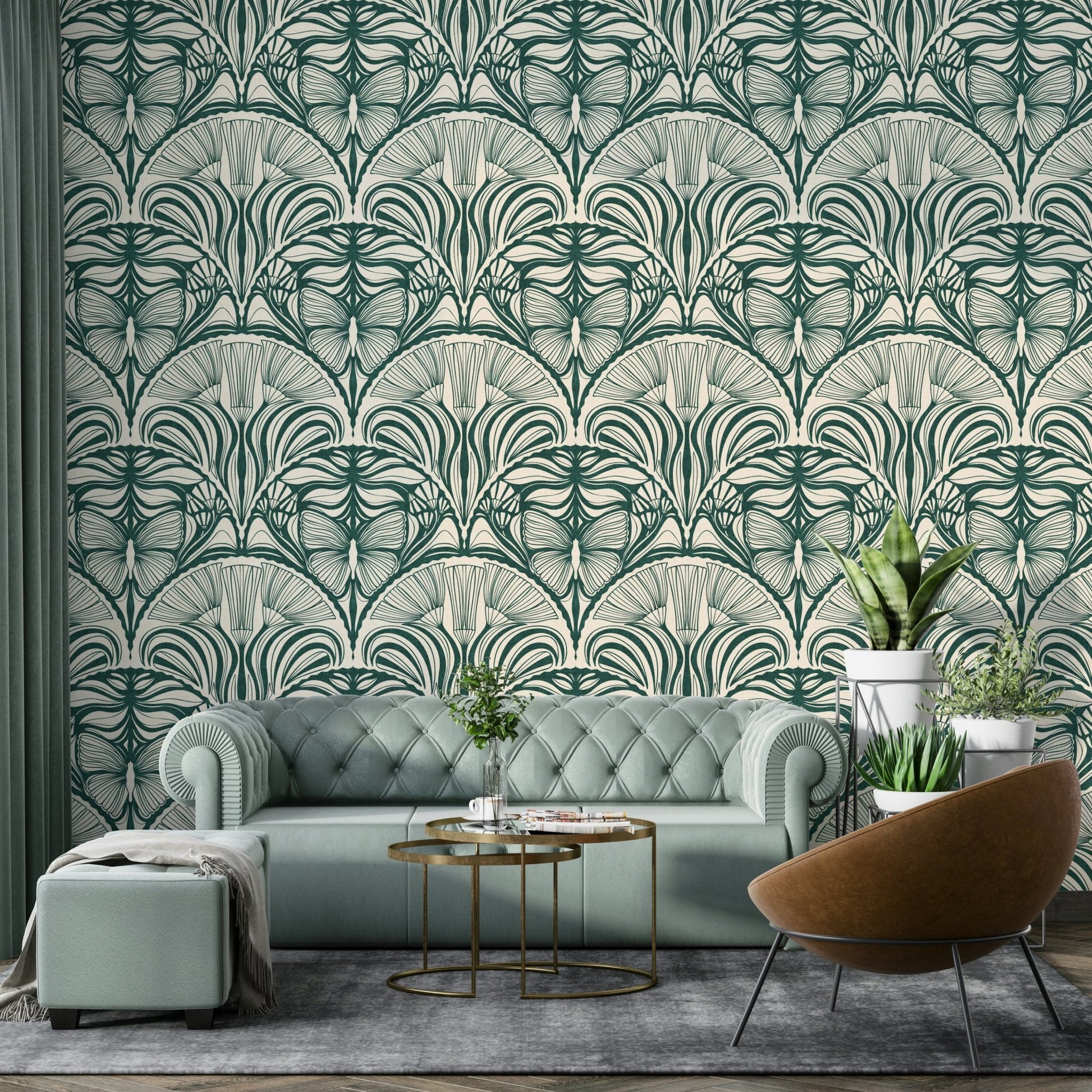 Statement wallpaper emerald green

