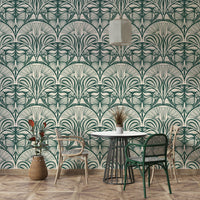 Rich green wall mural design
