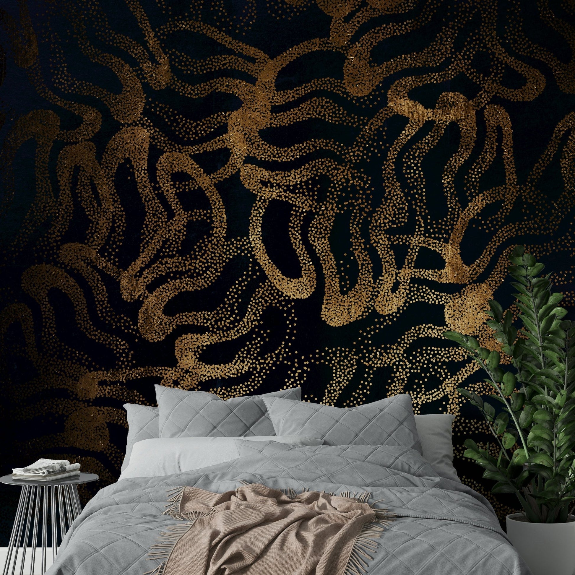 Strong outlines and flat planes of color.

