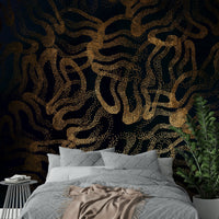 Strong outlines and flat planes of color.

