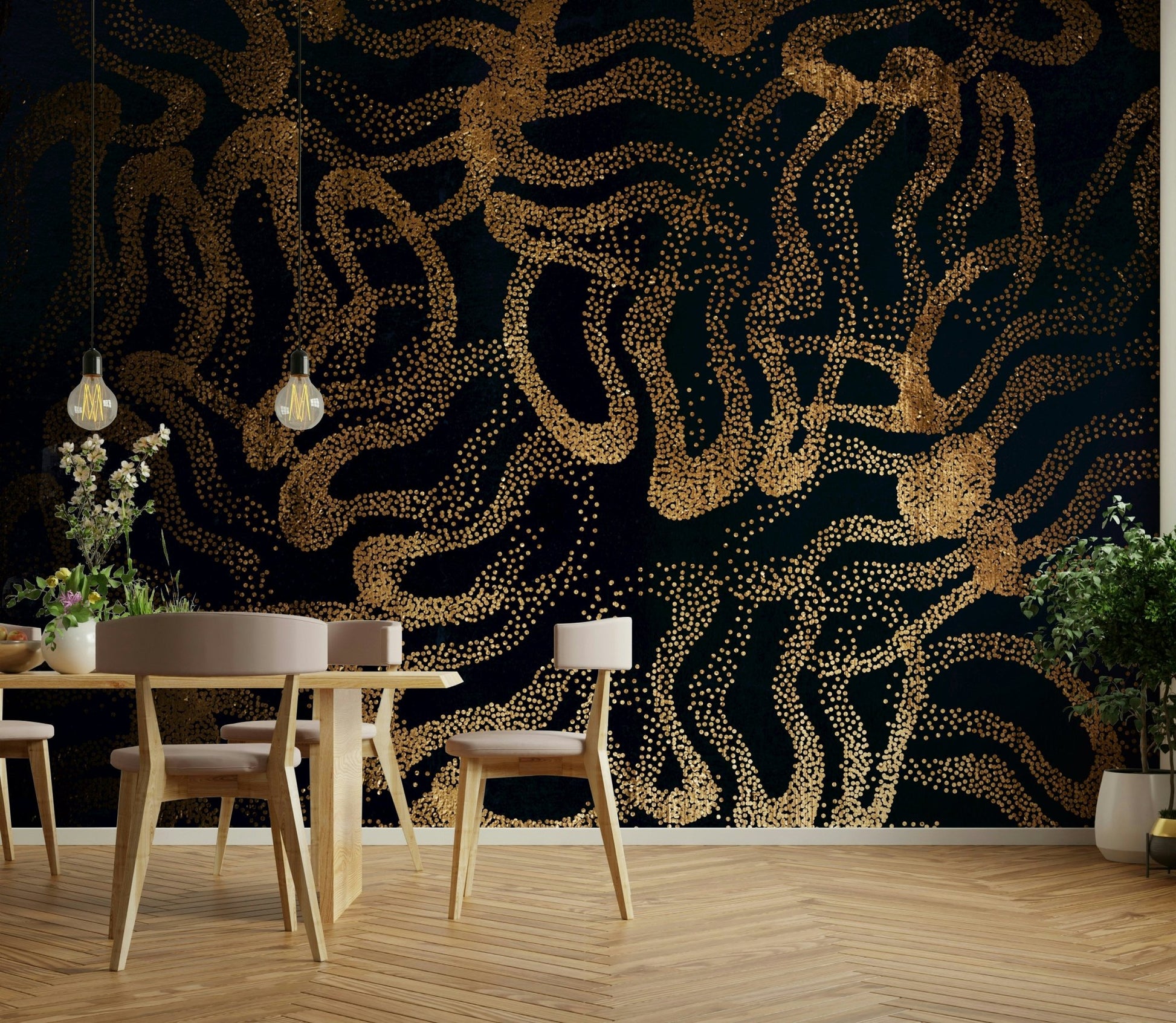 Vibrant greens, blues, yellows, and reds.

