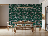 Study room wall with Gecko Groove Wall Mural and minimalist shelving.