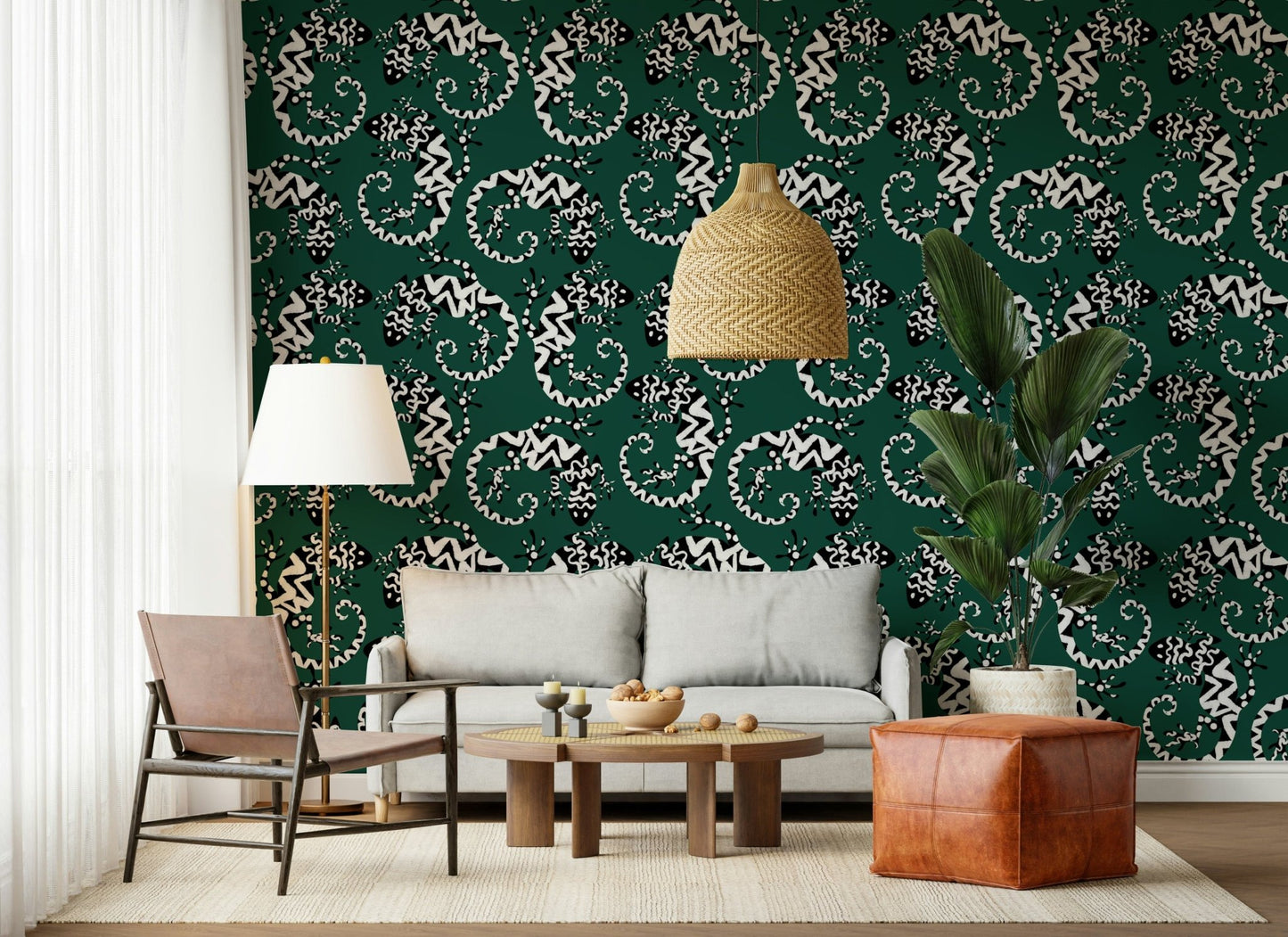 Nursery wall mural with Gecko Groove pattern in cheerful colours.
