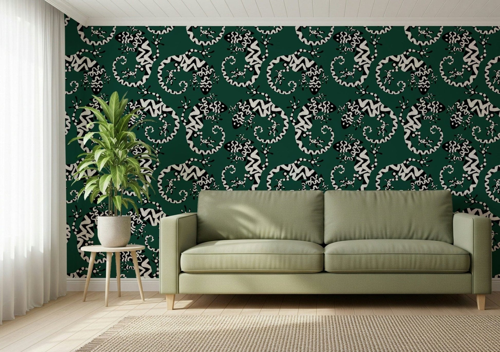 Hallway decorated with Gecko Groove wallpaper to add visual interest.