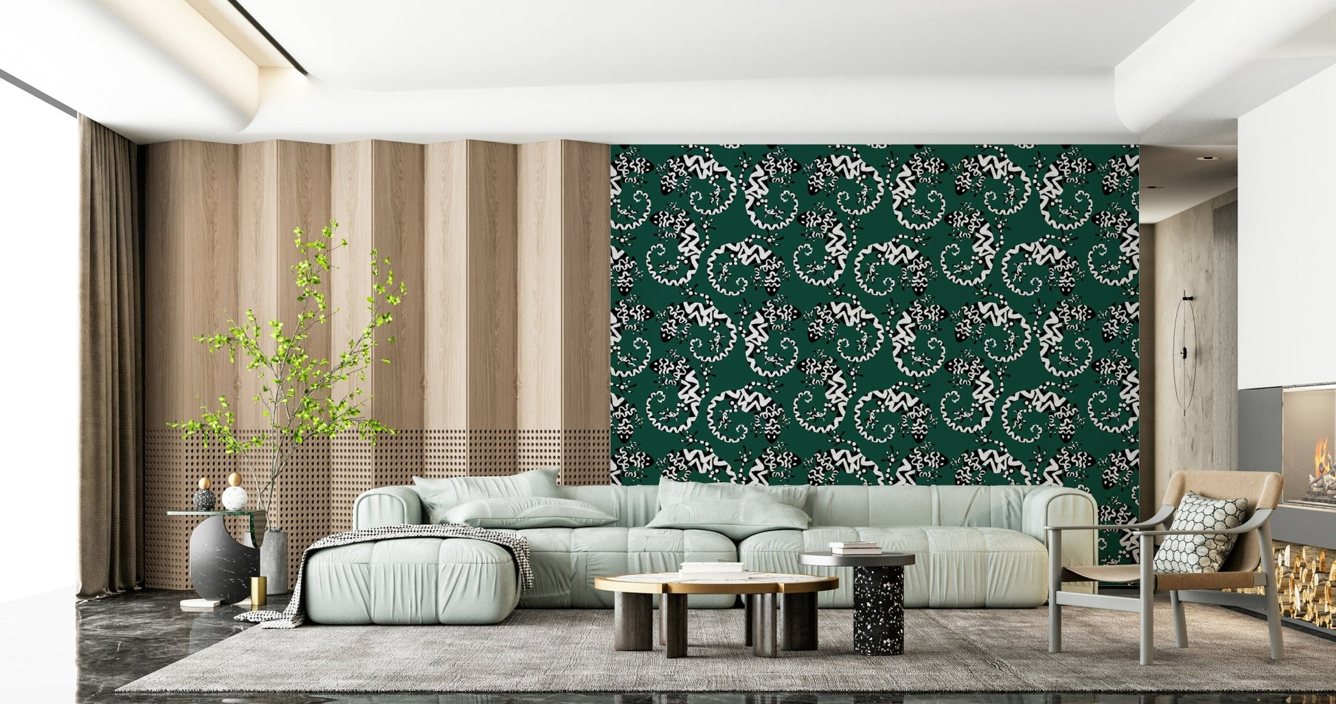Modern office space decorated with Gecko Groove Wall Mural for a creative vibe.