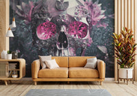Floral and gemstone wall mural with edge

