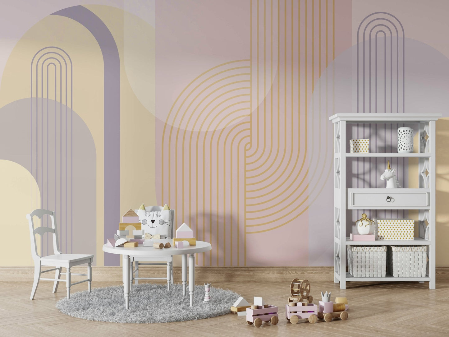 Gentle arch design wallpaper for serene spaces.

