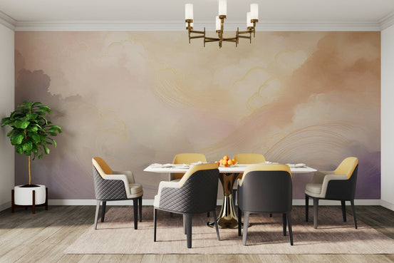 Gentle Aura Skies Wall Mural for a serene ambiance., GD1652