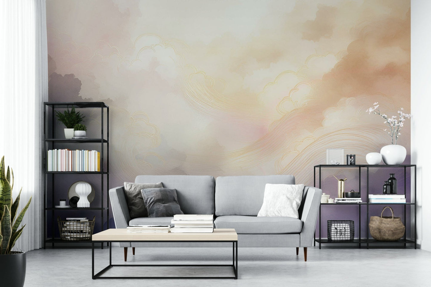 Relaxing Gentle Aura Skies Wall Mural for living rooms.

