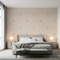 The bedroom feature opens up gently with Gentle Bear Meadow wallpaper, GD9071