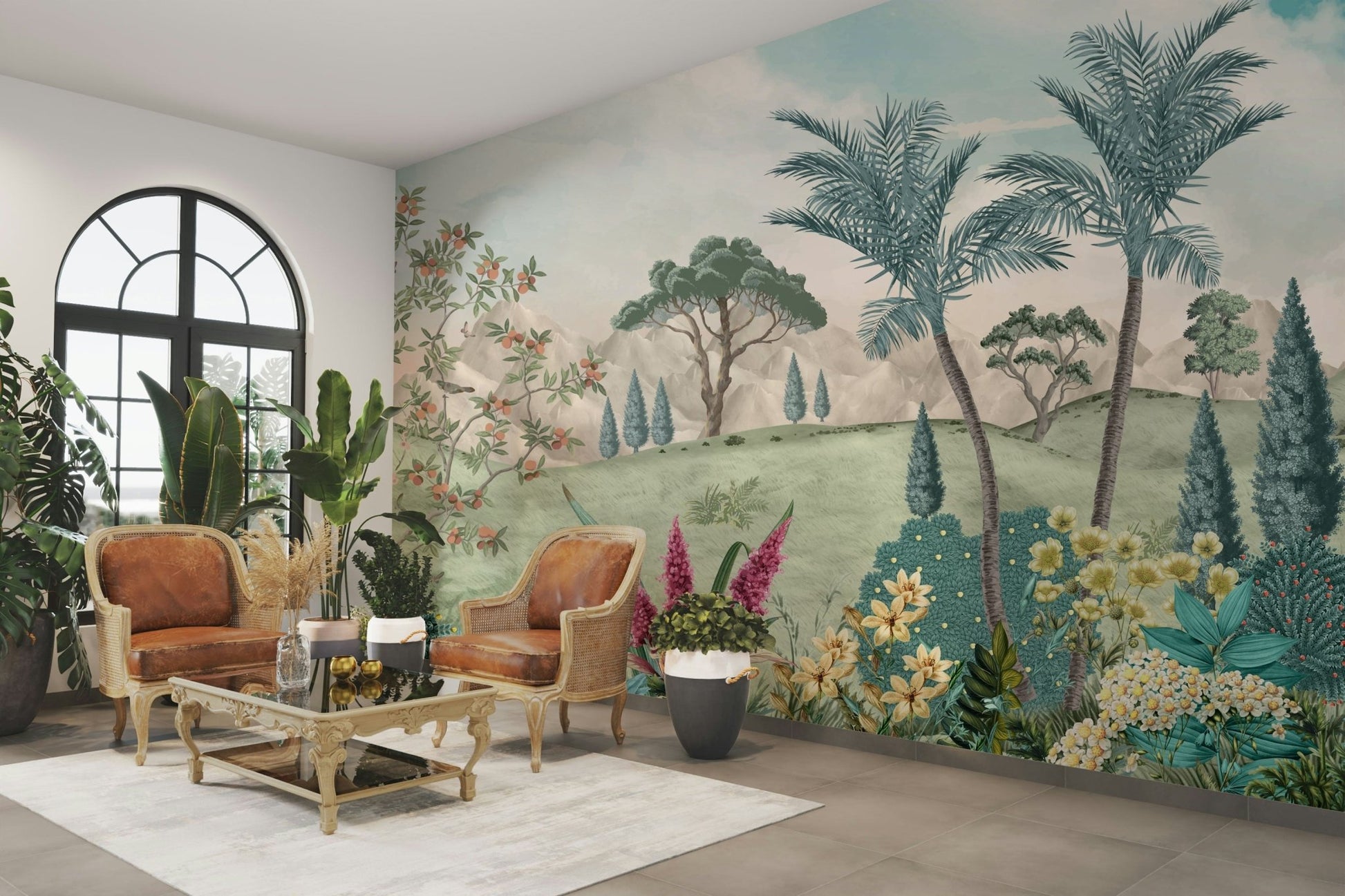 The style is a soft-focus illustration or a painterly design.

