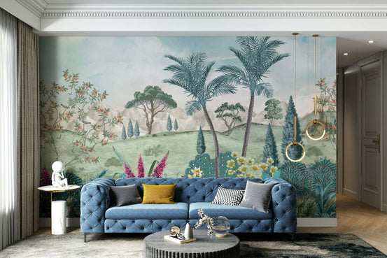 A peaceful wall mural with an organic, botanical design. GD4295

