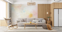 Abstract watercolor strokes on this Gentle Pastel Wash Wall Mural piece are very fluid.