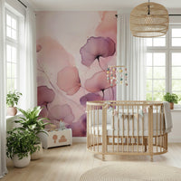 Dining area decorated using the subtle Gentle Petal Whispers Wall Mural.