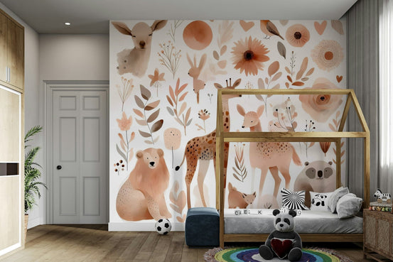 Gentle Wild Haven Wall Mural in a serene room setting., GD1779