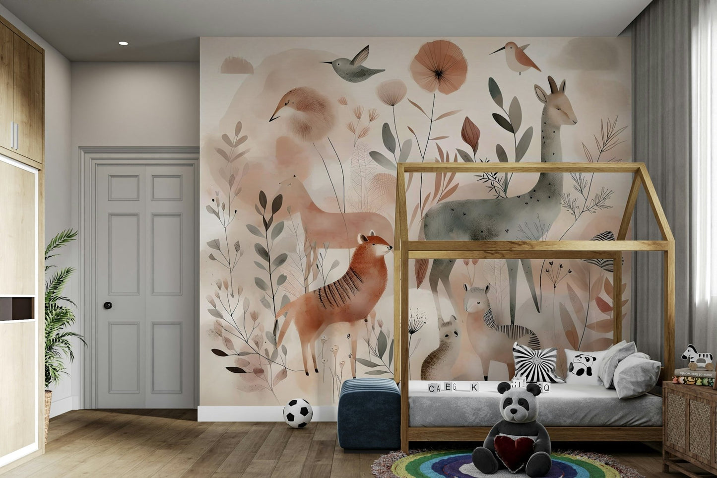 Woodland animal mural for nursery or kids' room, GD1781