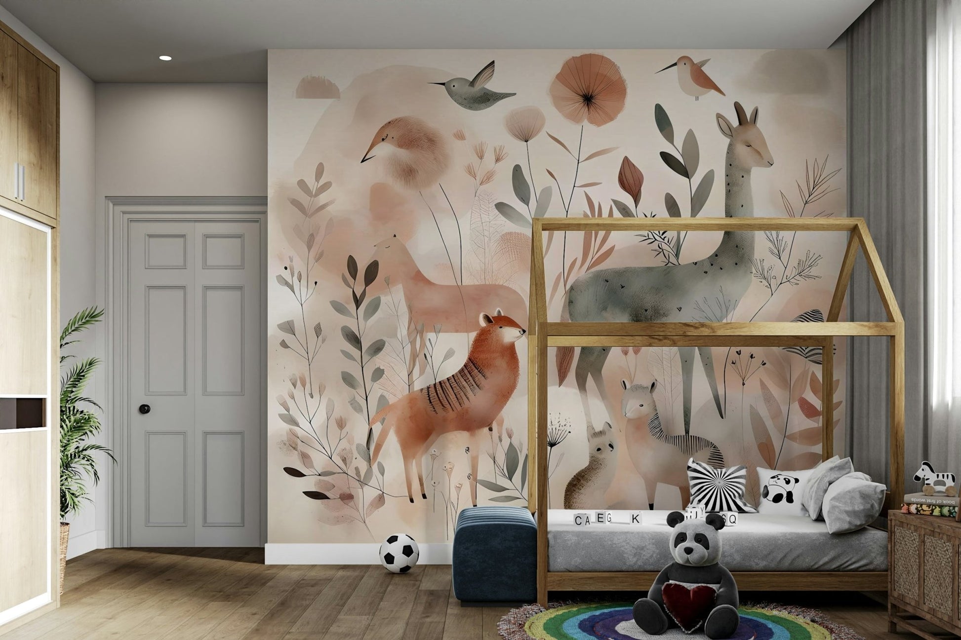 Woodland animal mural for nursery or kids' room, GD1781