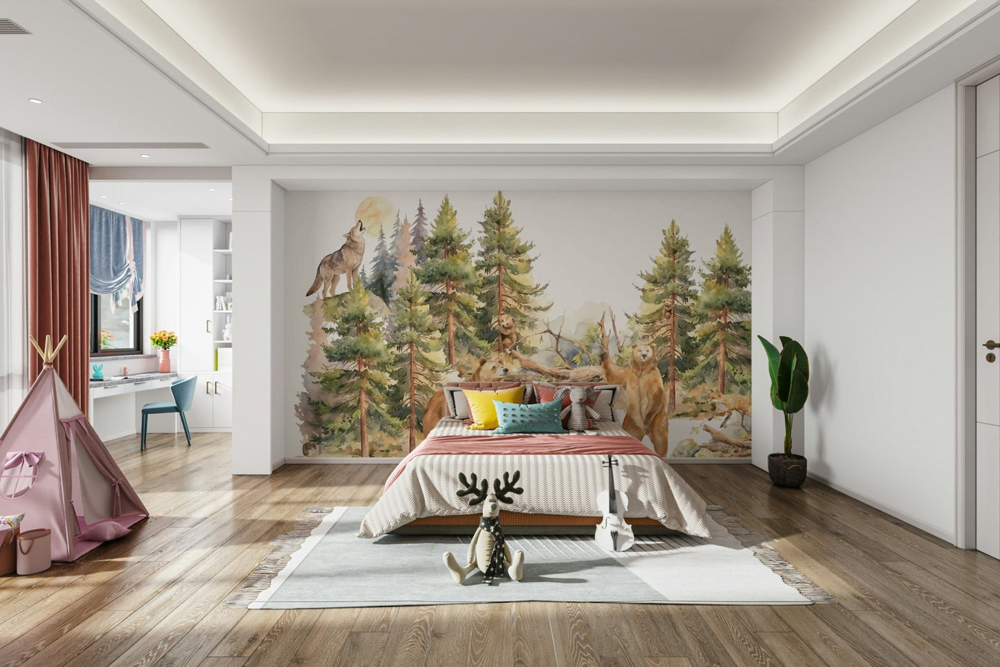 High-resolution image of a peaceful woodland.

