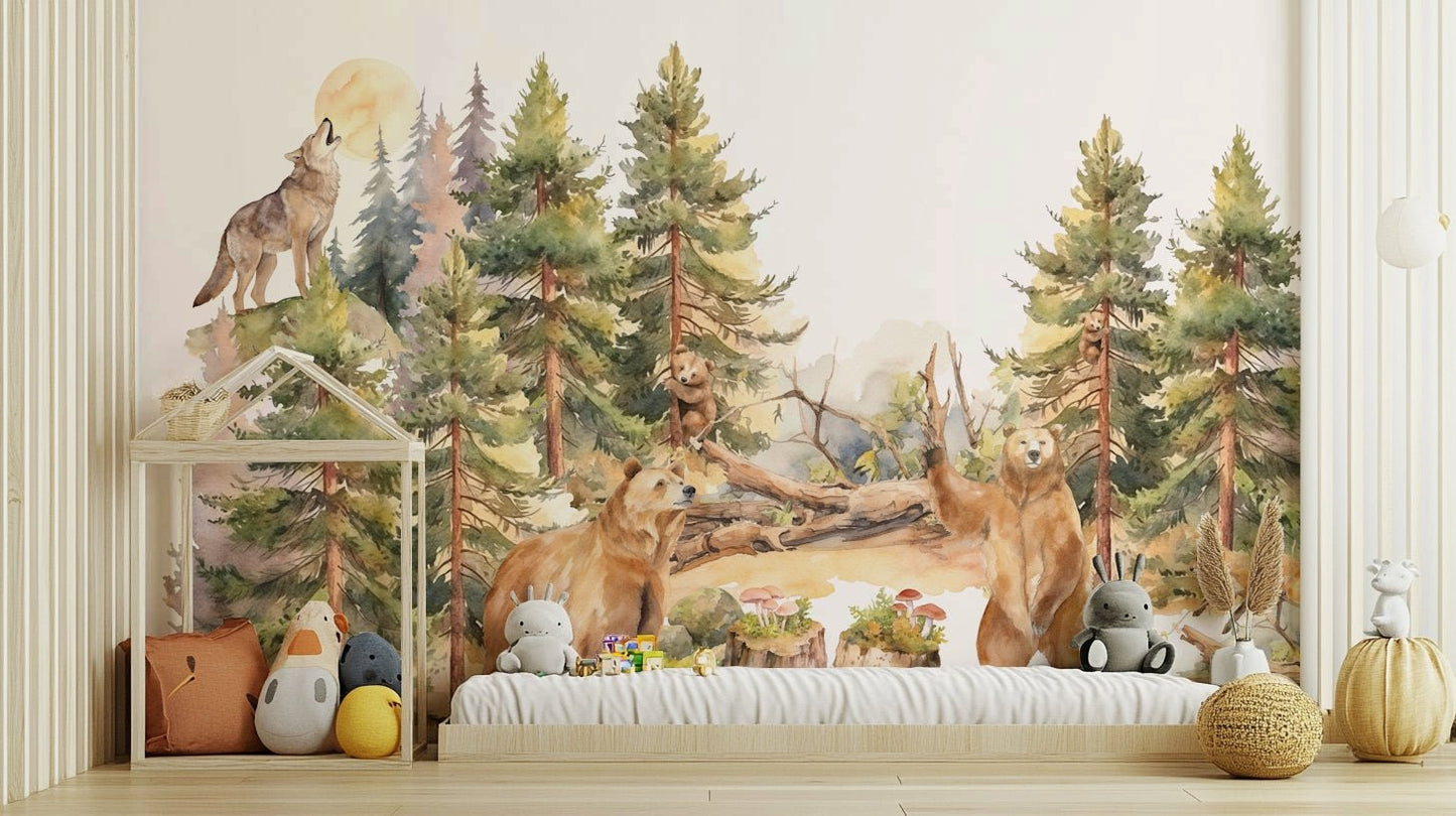 Organic forms of trees and foliage.

