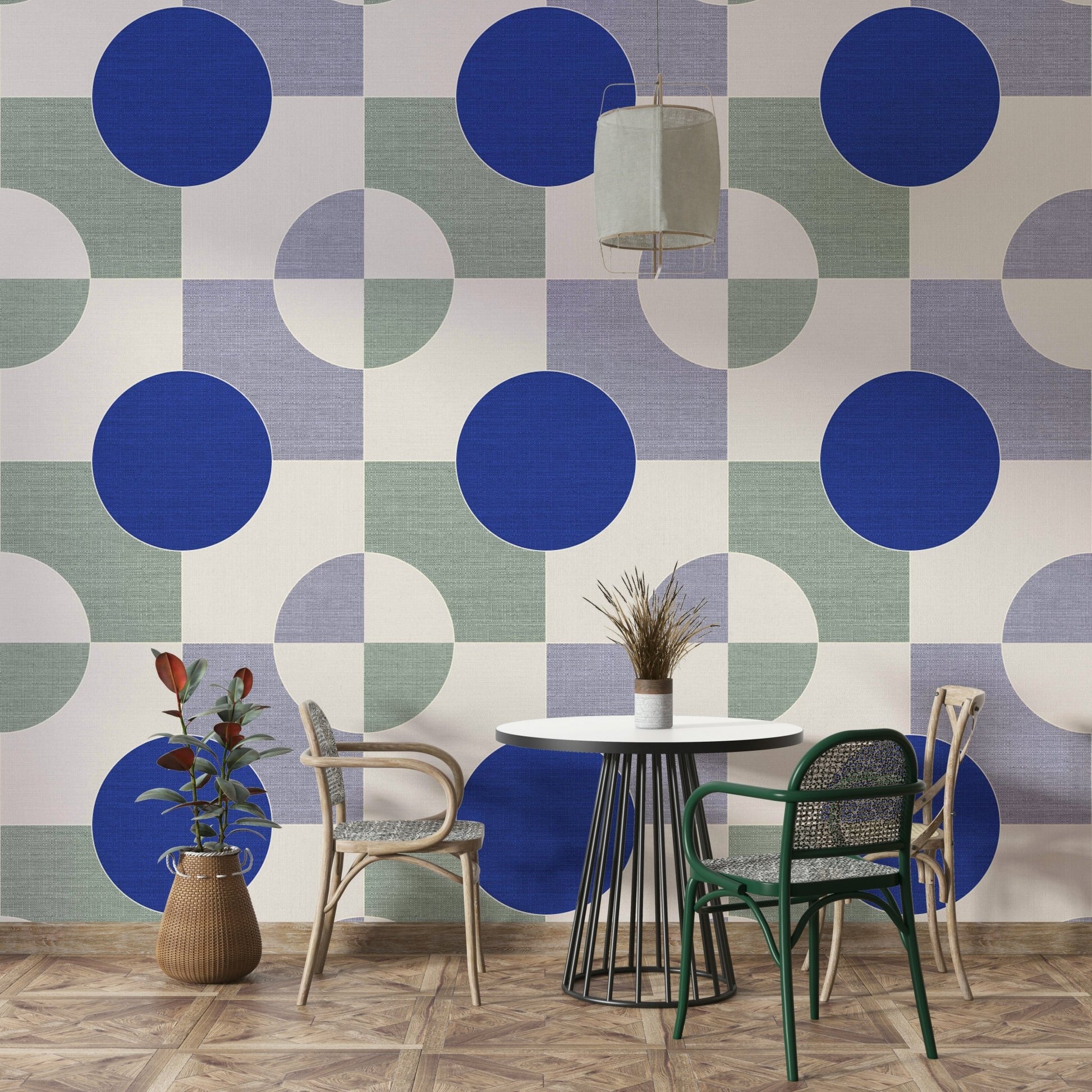Contemporary geometric wallpaper for living room decor

