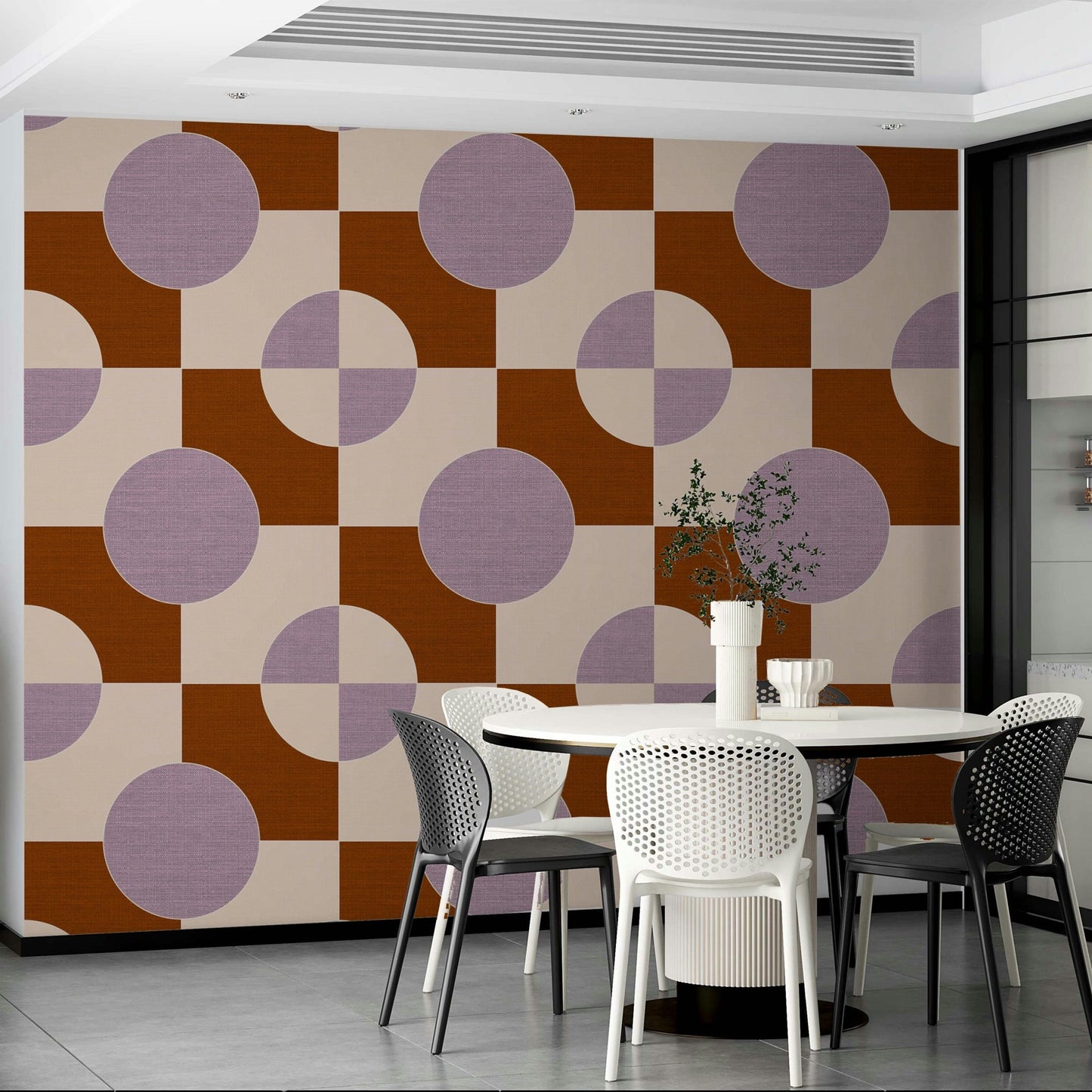Close-up of angular forms on Geometric 03 wall design

