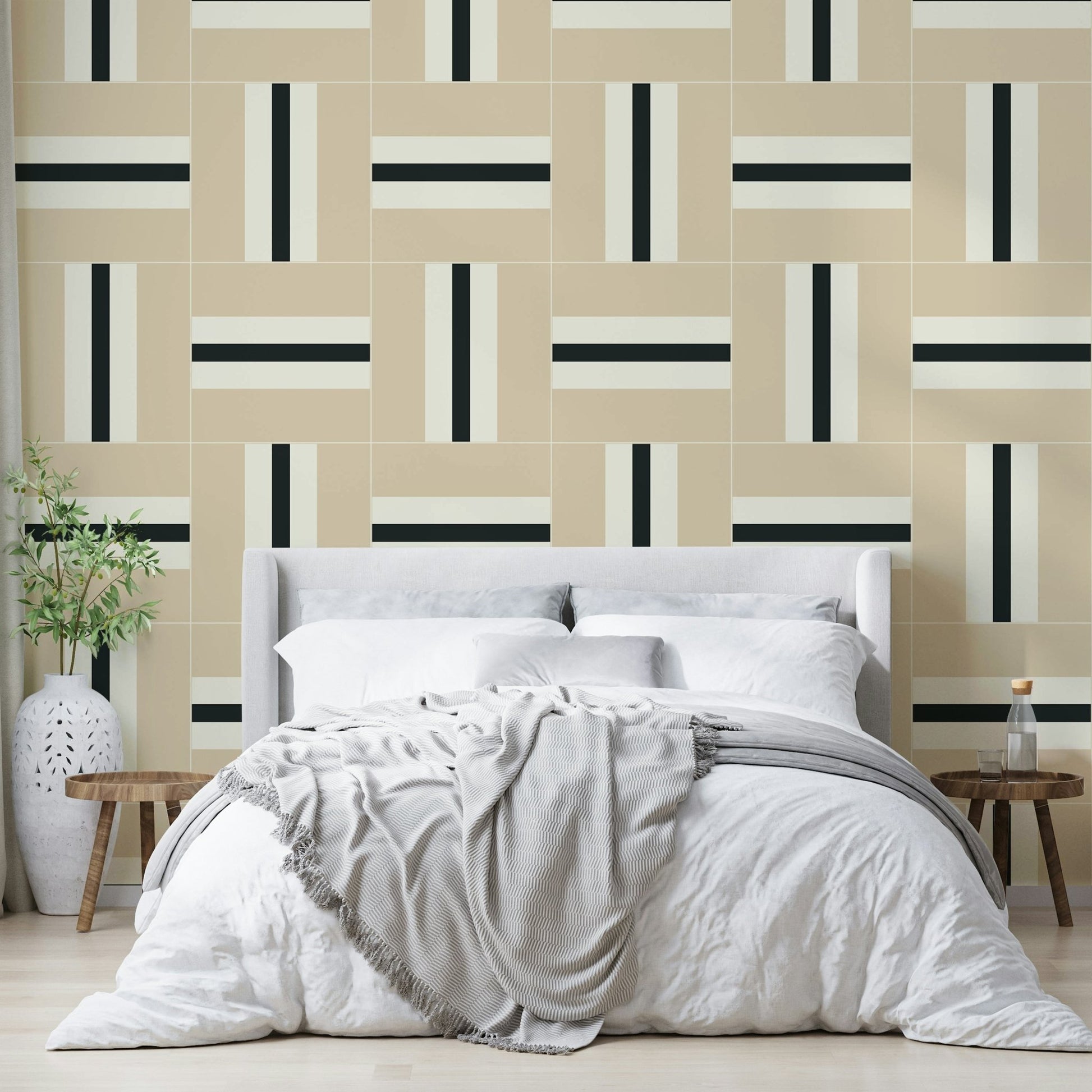 Stylish geometric pattern wallpaper for living rooms

