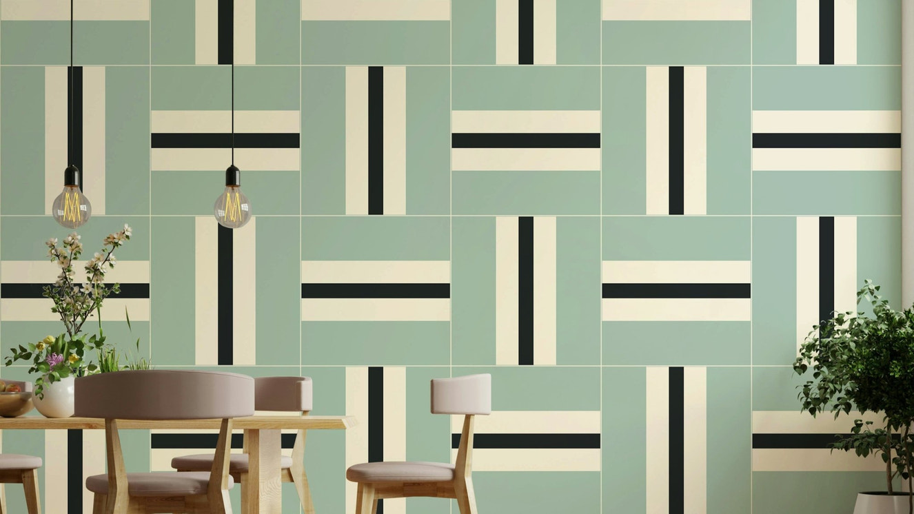 Geometric 05 Wallpaper in modern living room

