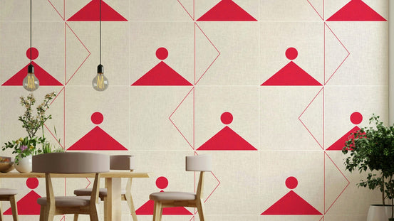 Neutral-toned wallpaper with geometric line layout, GD2124