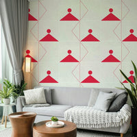 Living room wall with soft-toned geometric detailing

