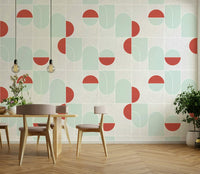 Modern living room with bold geometric wall design, GD2125
