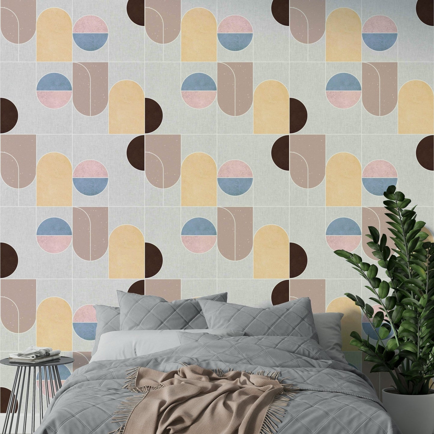 Striking geometric design wallpaper for bedrooms

