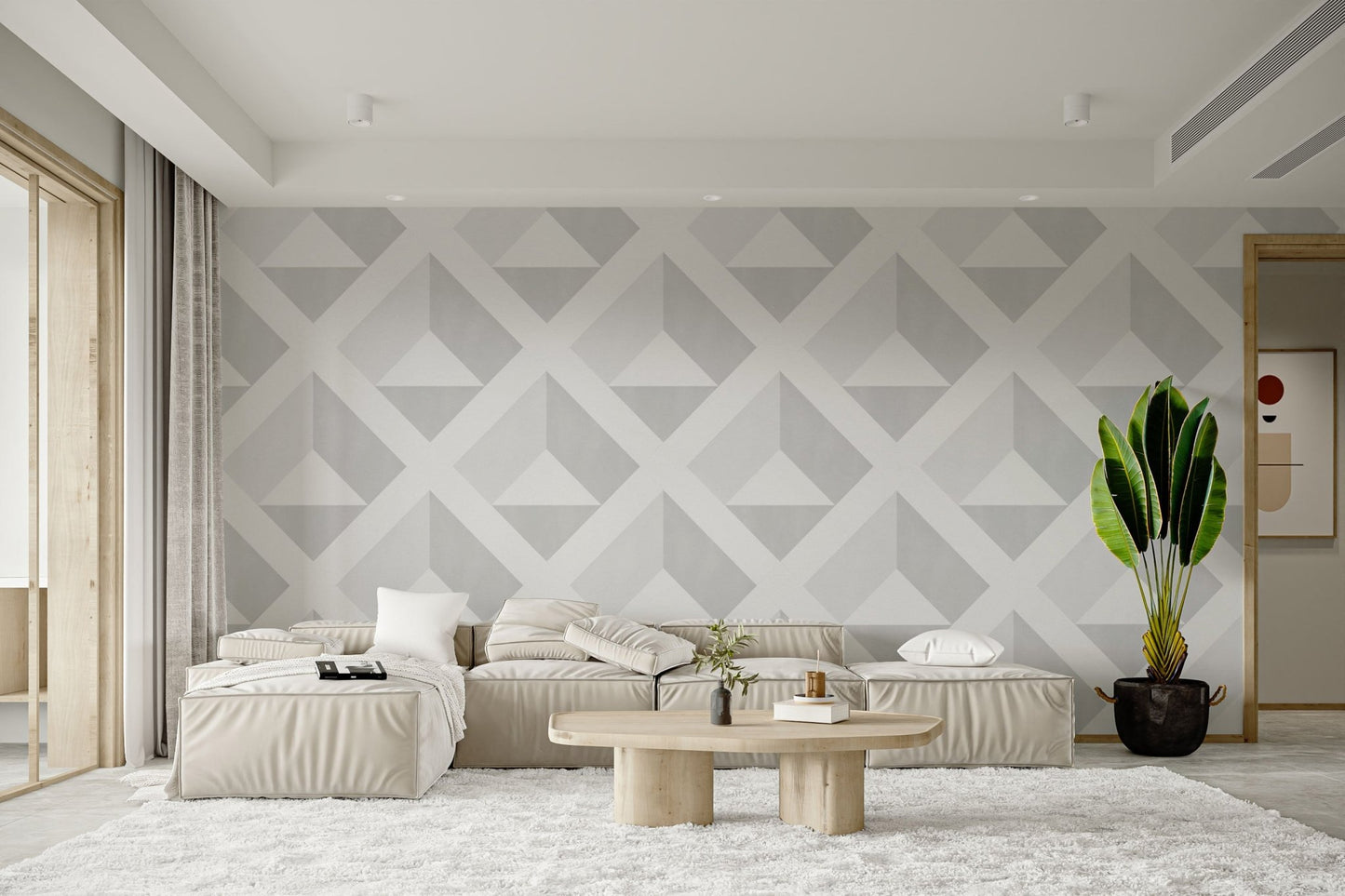 Modern 3D Diamond Effect Wallpaper
