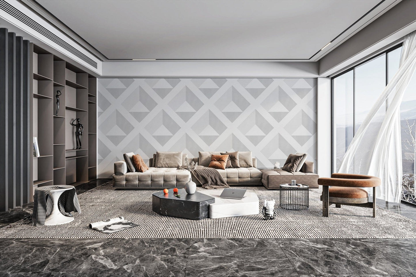 Textured Diamond 3D Effect Wallpaper
