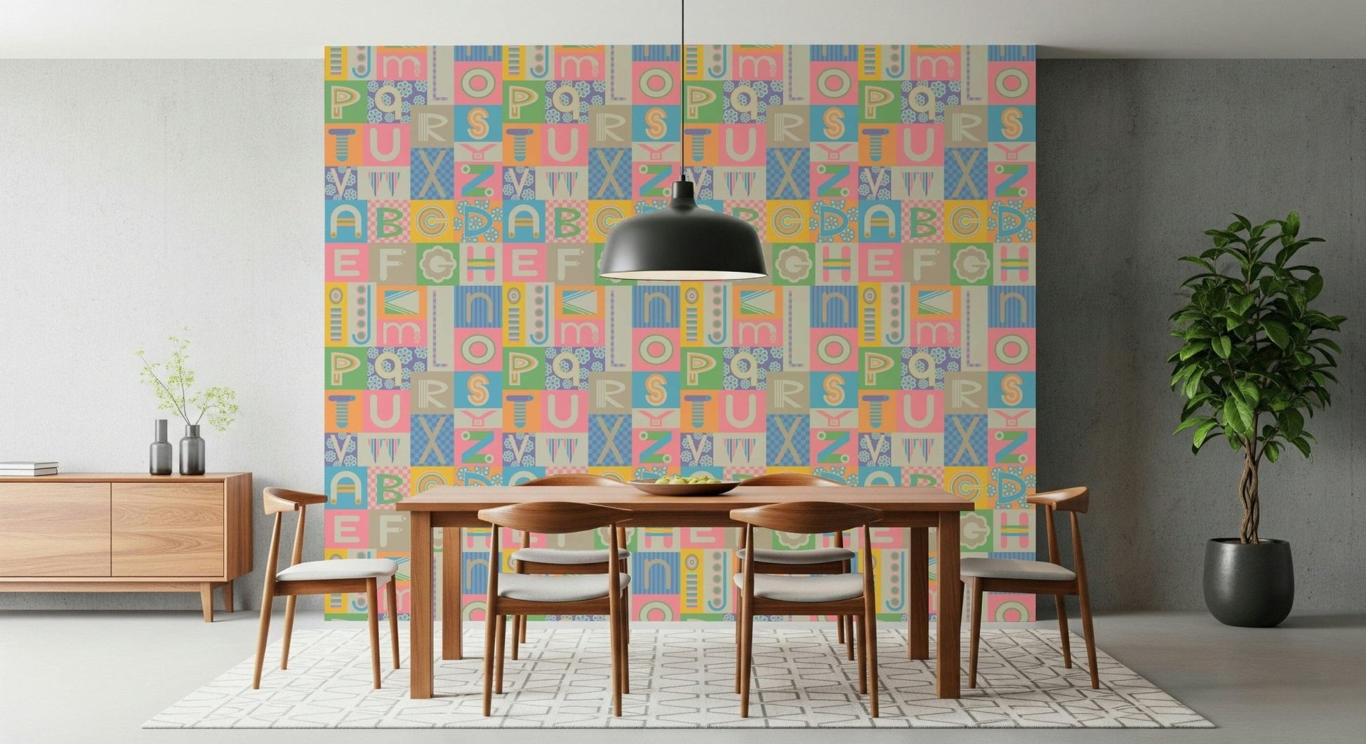 Nursery Pastels Alphabet learning wall mural product.