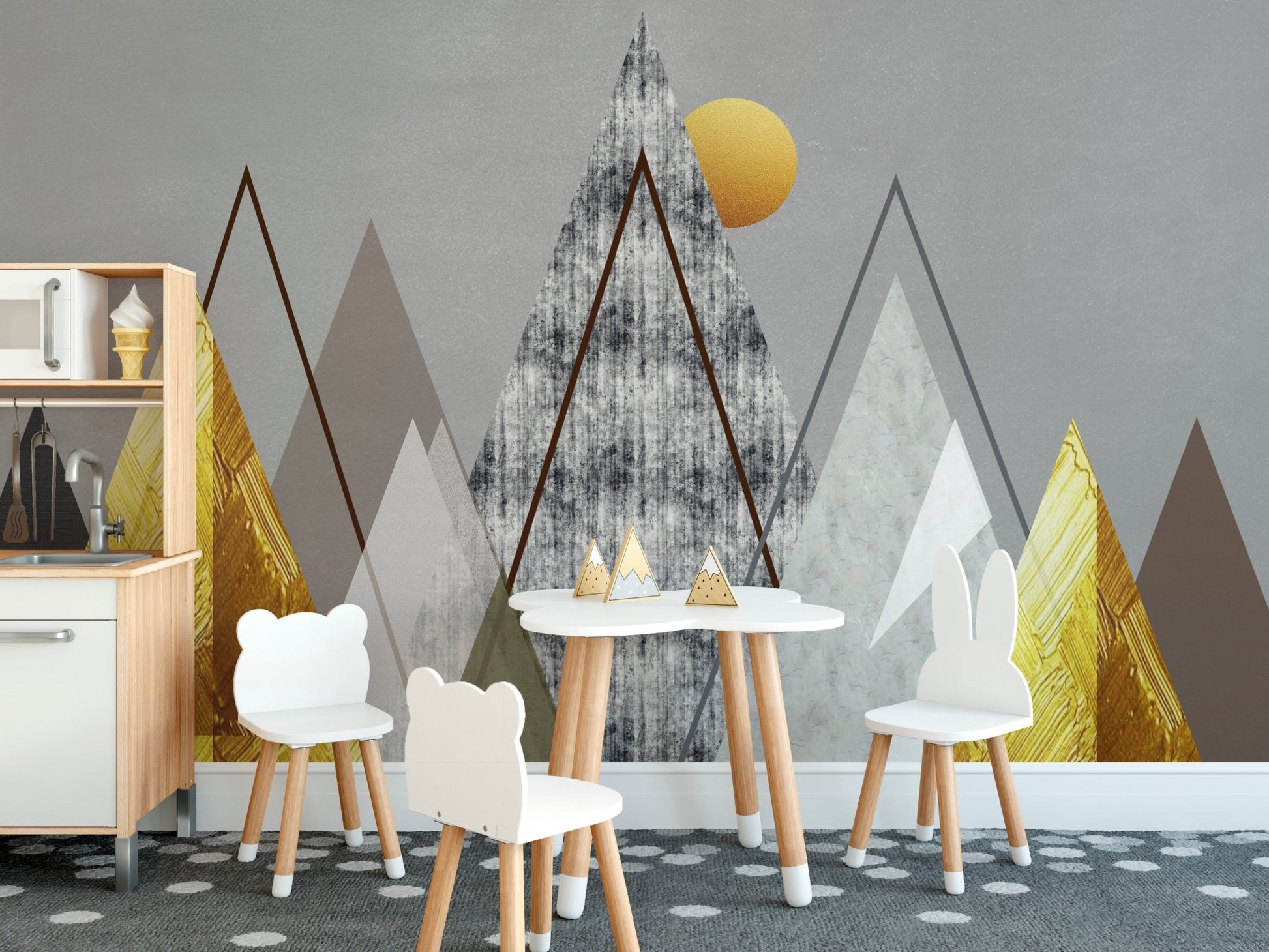 Geometric abstract wall mural
