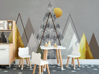 Geometric abstract wall mural
