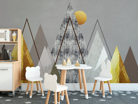 Geometric abstract wall mural
