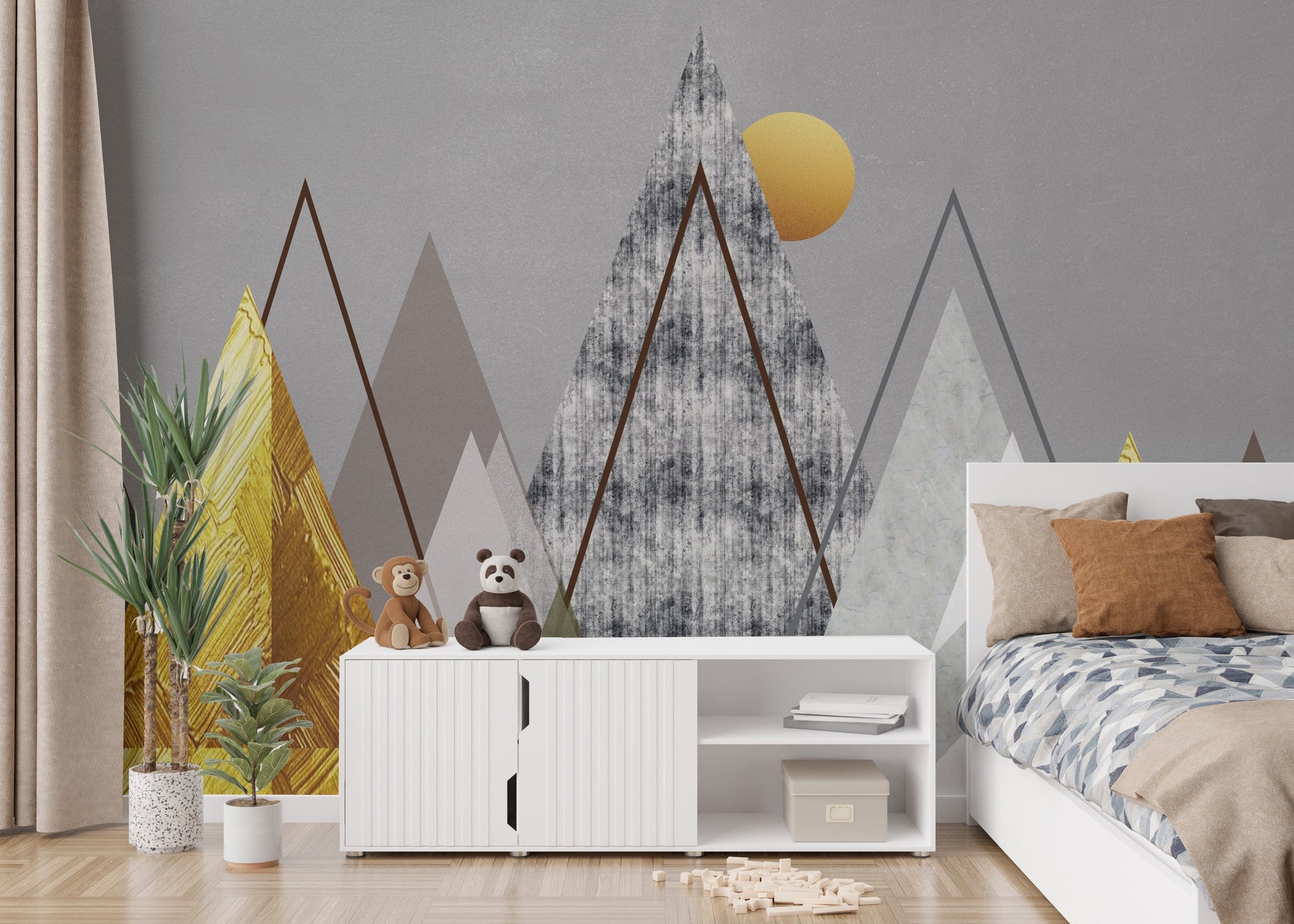 Modern geometric wall mural
