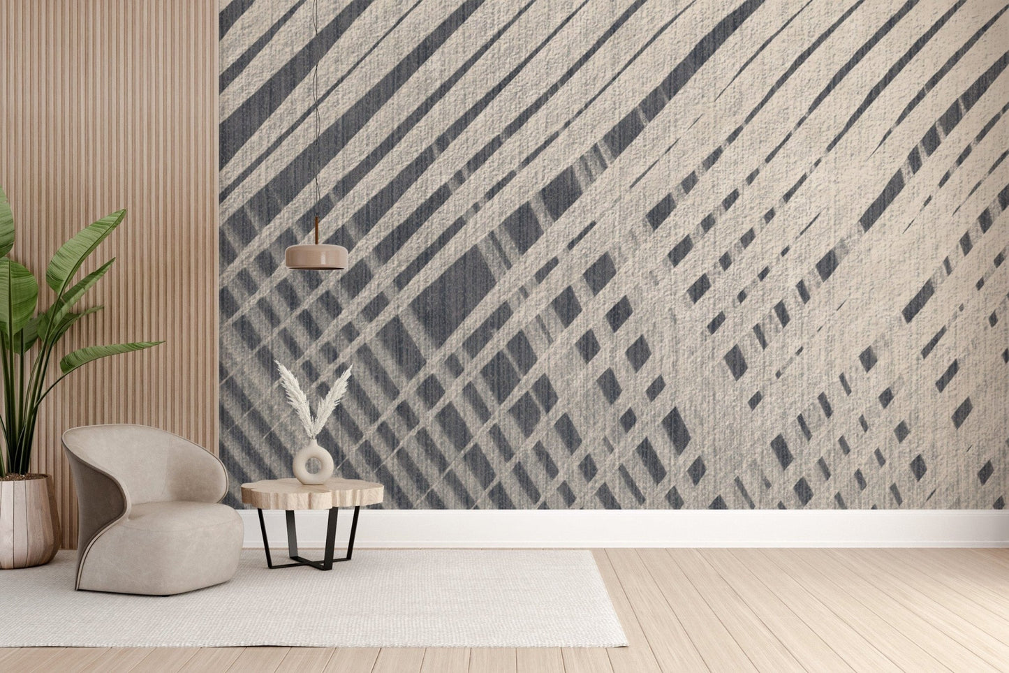 Sleek geometric abstract wall covering
