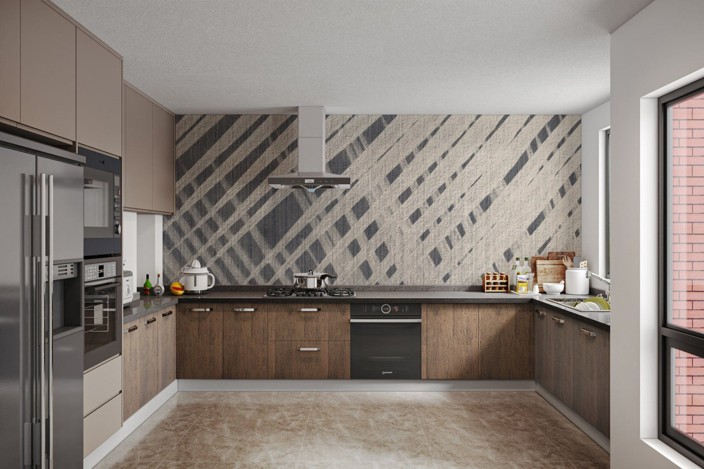 Abstract textured geometric wallpaper print
