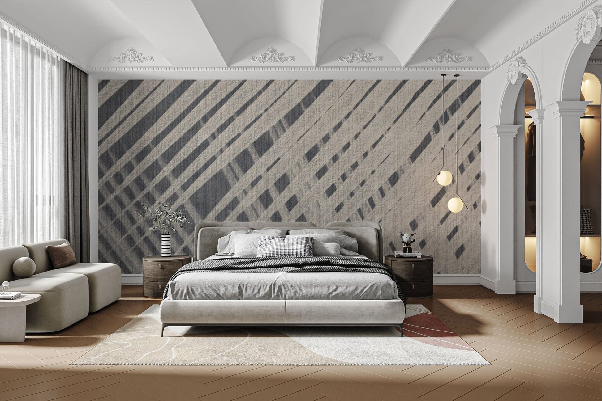 Textured modern geometric wallpaper design
