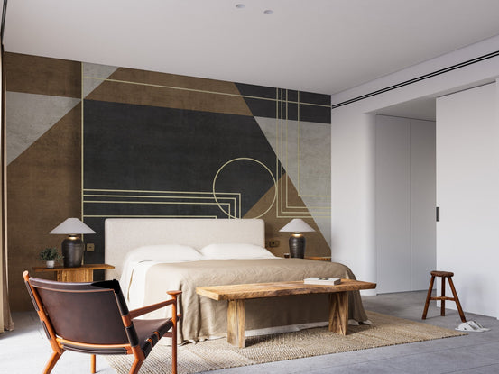 Geometric abstraction wallpaper with gold, B436