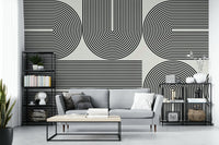 The mural is in a two-tone color scheme.

