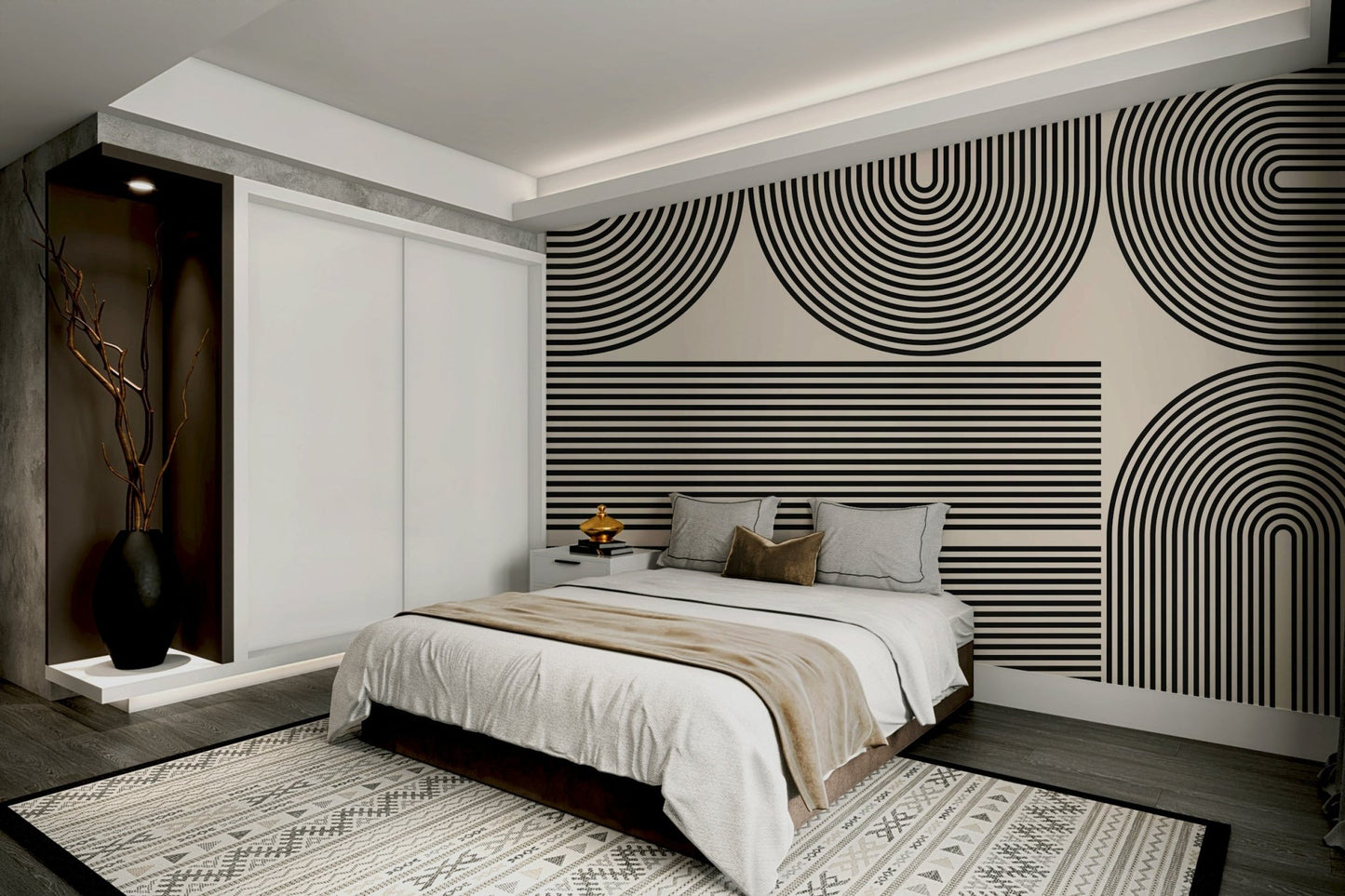 The wallpaper has a smooth, matte finish.

