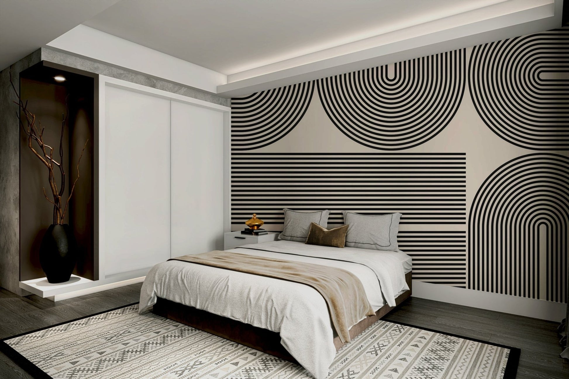 The wallpaper has a smooth, matte finish.

