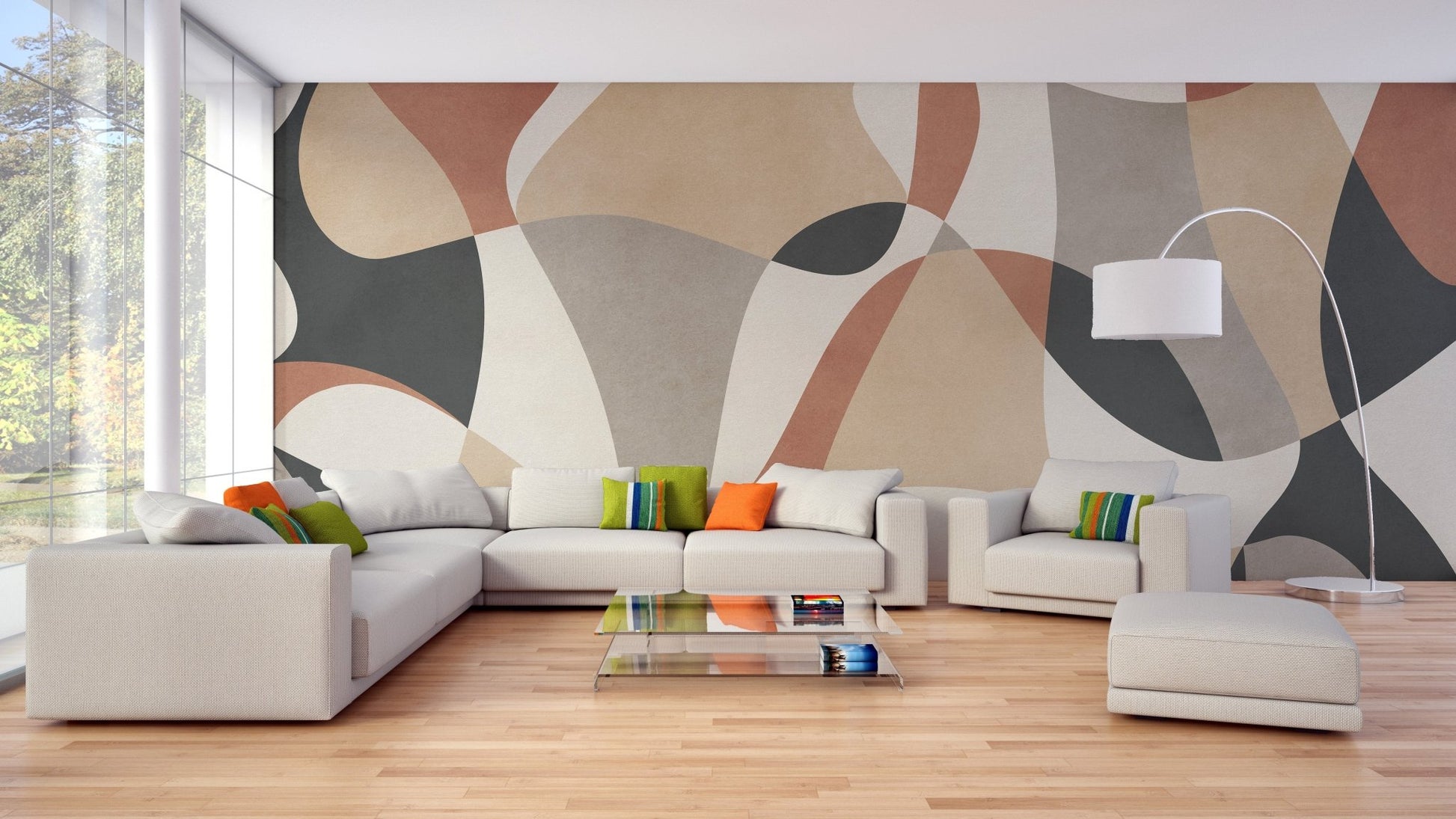 Contemporary Geometric Shapes Wallpaper Mural